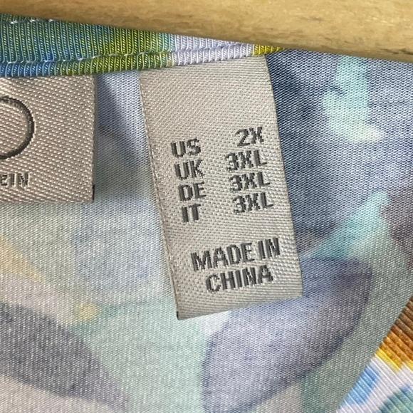 LOGO by Lori Goldstein Women's Yellow Blue Floral Print Long Sleeve Tunic Top 2X - Picture 5 of 11